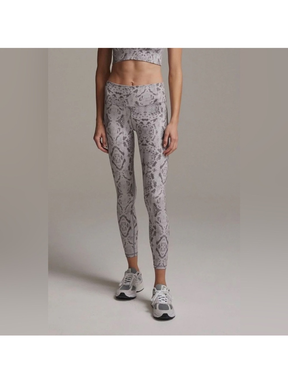 Varley Century Athletic Leggings in Taupe Grey Snake Animal Print | Small